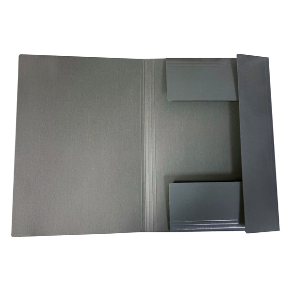 Cartella 3 lembi con elastico - A4 - dorso piatto - grigio scuro - BM