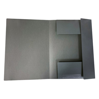 Cartella 3 lembi con elastico - A4 - dorso piatto - grigio scuro - BM