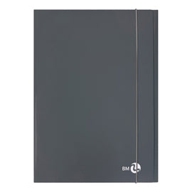 Cartella 3 lembi con elastico - A4 - dorso piatto - grigio scuro - BM