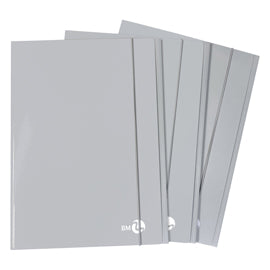 Cartella 3 lembi con elastico - A4 - dorso piatto - grigio chiaro - BM