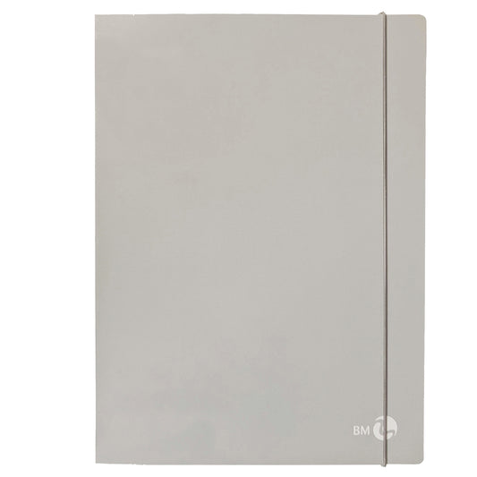 Cartella 3 lembi con elastico - A4 - dorso 1 cm - grigio chiaro - BM