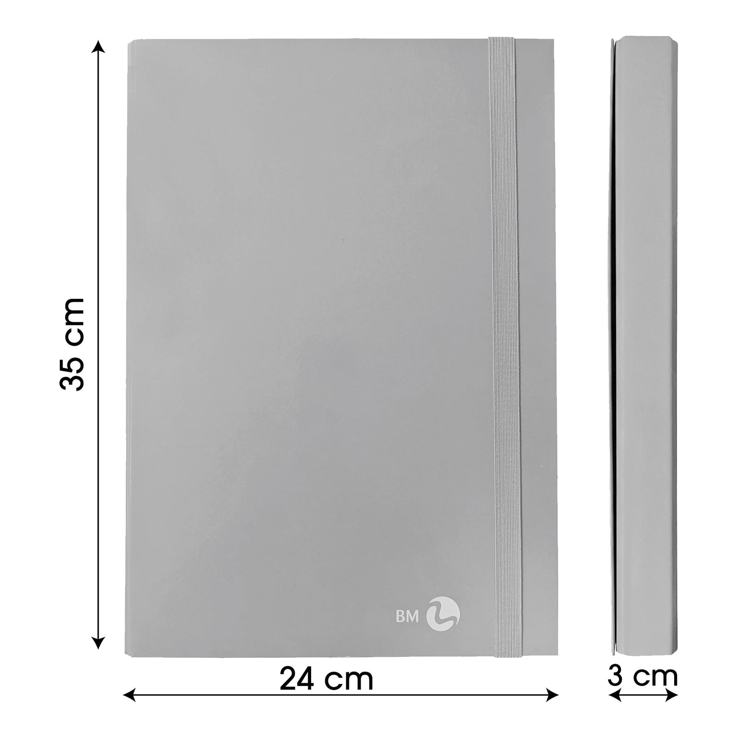 Cartella progetto con elastico - 25 x 34 cm - dorso 3 cm - grigio chiaro - BM