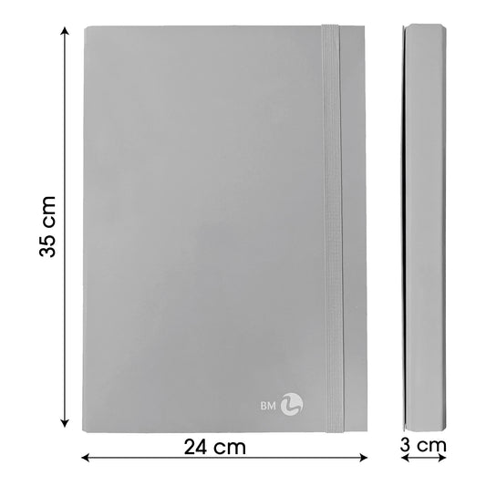 Cartella progetto con elastico - 25 x 34 cm - dorso 3 cm - grigio chiaro - BM