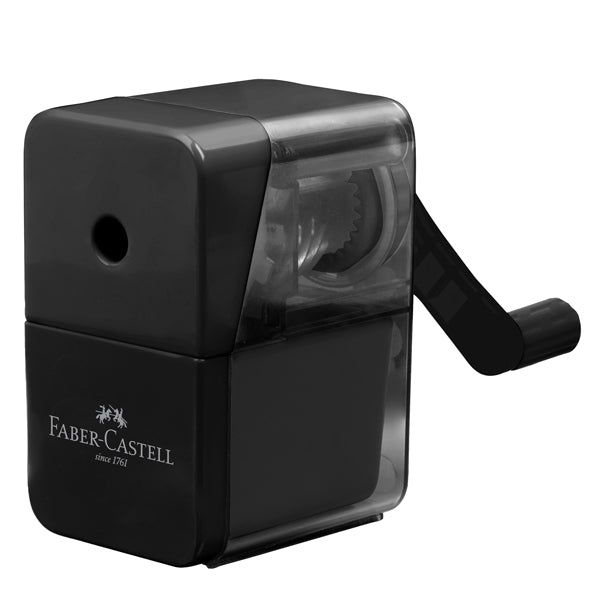 Temperamatite con manovella - 1 foro - c/serbatoio - nero - Faber-Castell