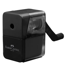 Temperamatite con manovella - 1 foro - c/serbatoio - nero - Faber-Castell