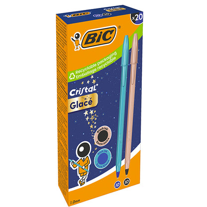 Penna sfera Cristal Glacè - 1.0 mm - fusto blu e rosa - Bic - conf. 20 pezzi