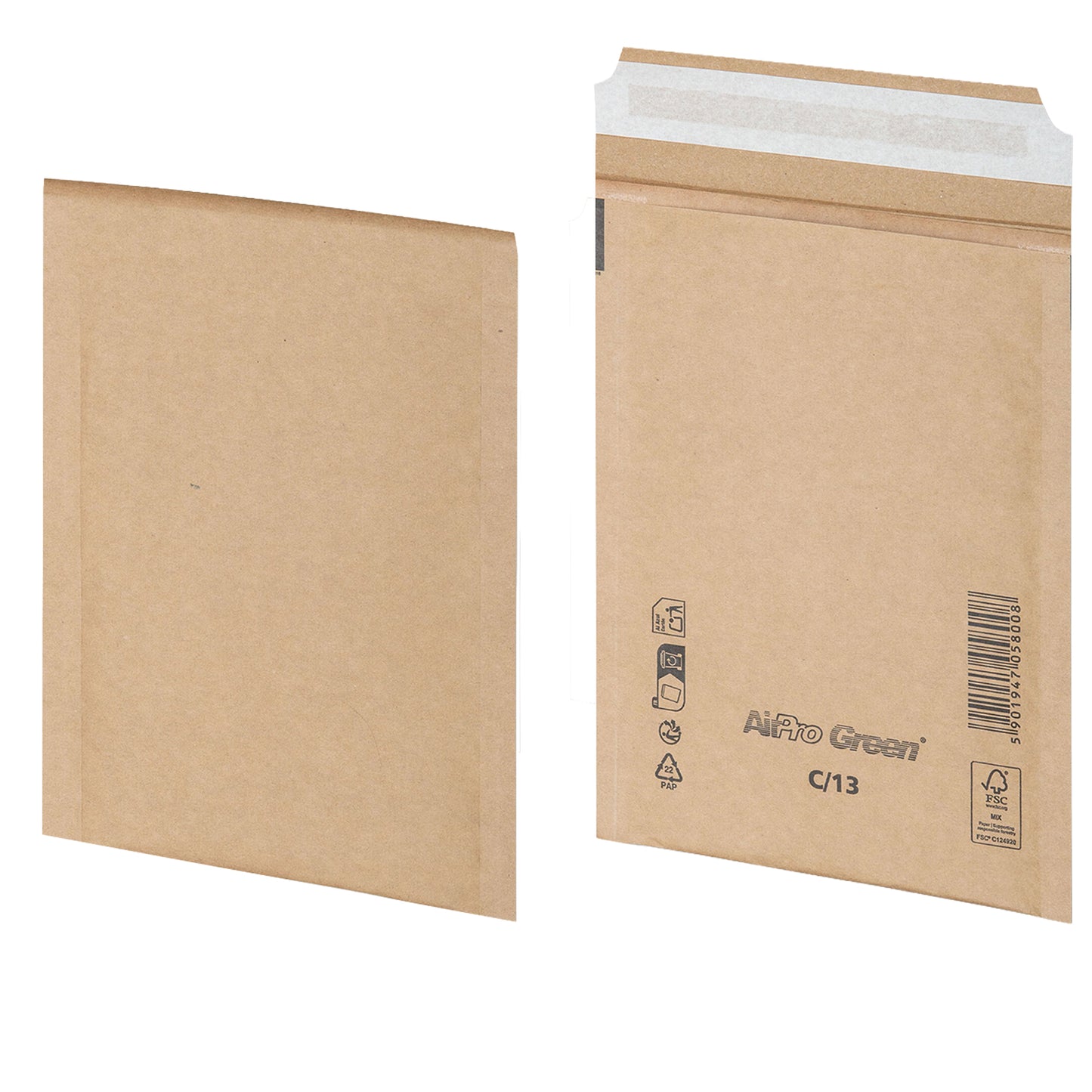 Busta imbottita AirPro Green - 17 x 21,5 cm - carta - avana - Bong Packaging - conf. 100 pezzi