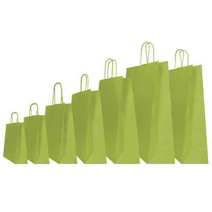 Shopper Twisted - maniglie cordino - 14 x 9 x 21 cm - carta kraft - verde fagiolo - Mainetti Bags - conf. 25 pezzi