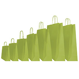 Shopper Twisted - maniglie cordino - 18 x 8 x 24 cm - carta kraft - verde fagiolo - Mainetti Bags - conf. 25 pezzi