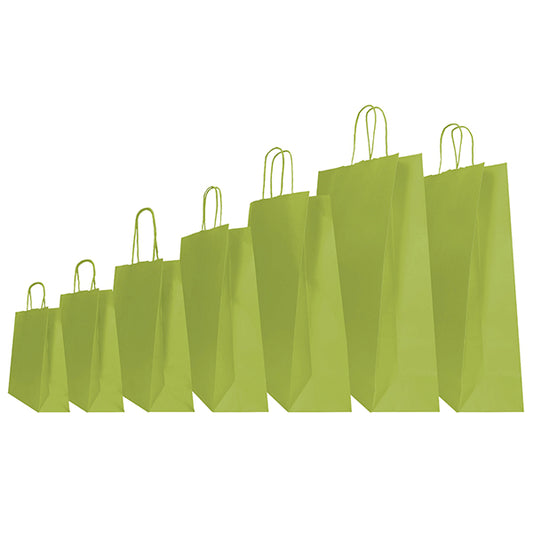 Shopper Twisted - maniglie cordino - 36 x 12 x 41 cm - carta kraft - verde fagiolo - Mainetti Bags - conf. 25 pezzi