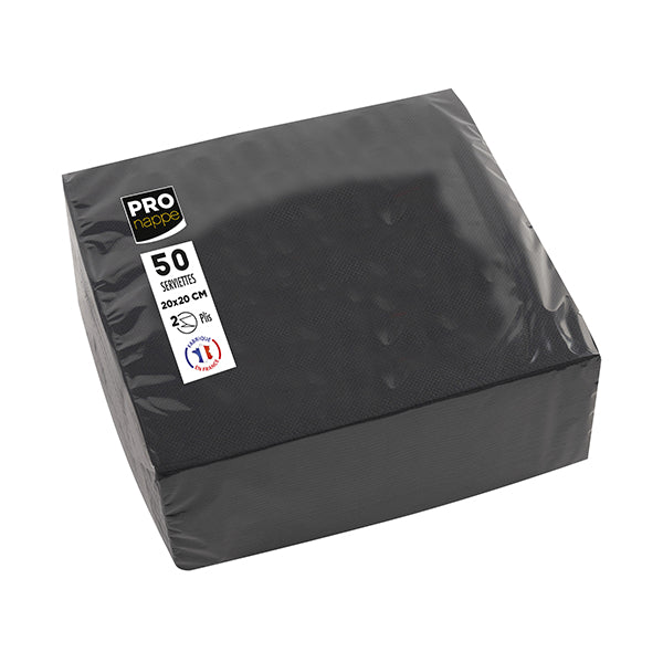 Tovaglioli cocktail - 2 veli - 20 x 20 cm - carta - nero - Pro Nappe - conf. 50 pezzi