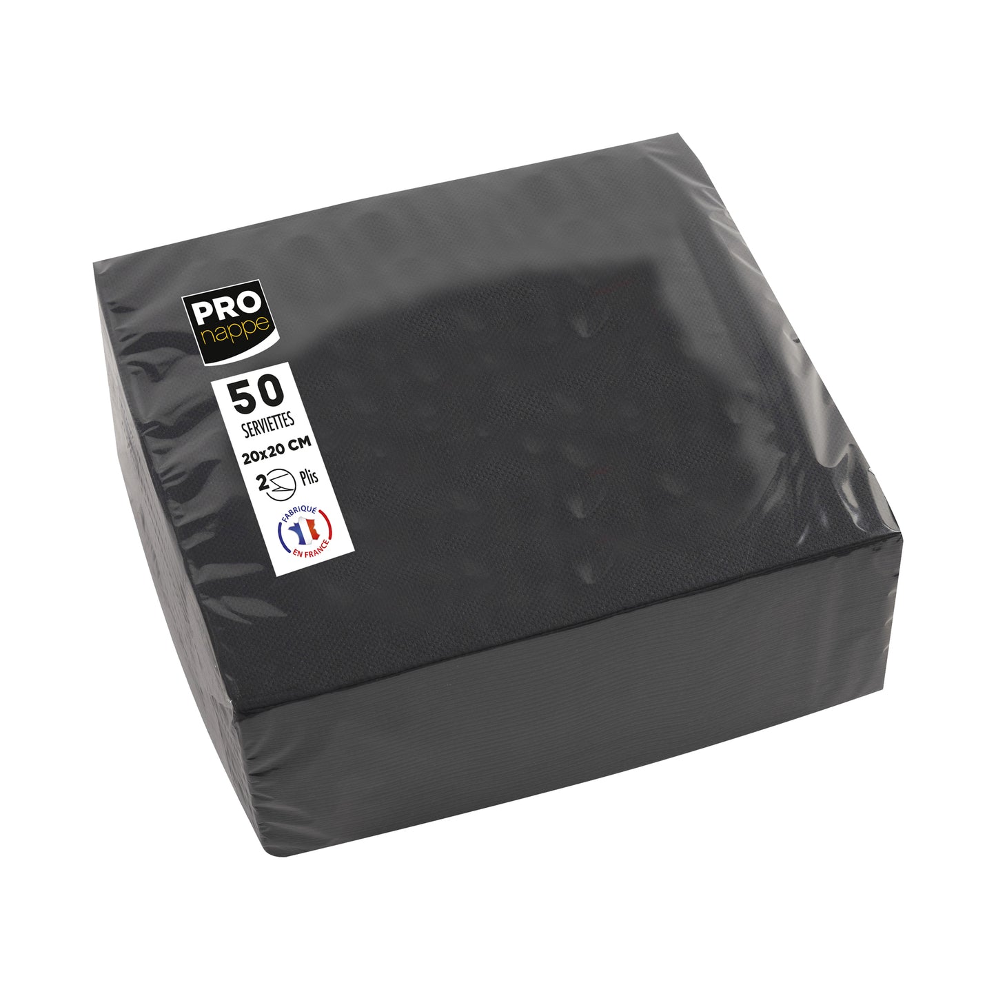 Tovaglioli cocktail - 2 veli - 20 x 20 cm - carta - nero - Pro Nappe - conf. 50 pezzi