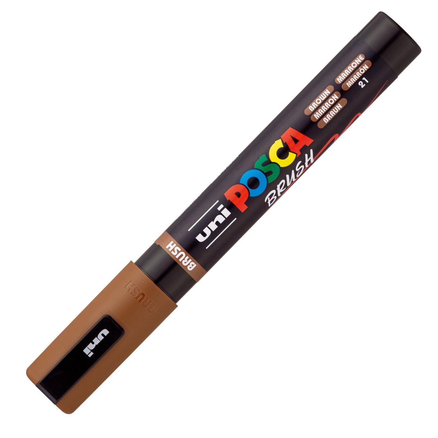Marcatore a base d'acqua Uni Posca PC5MBR - punta brush 1.0 - 4.0mm - marrone  - Uni Mitsubishi