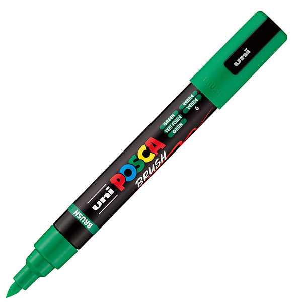 Marcatore a base d'acqua Uni Posca PC5MBR - punta brush 1.0 - 4.0mm - verde - Uni Mitsubishi
