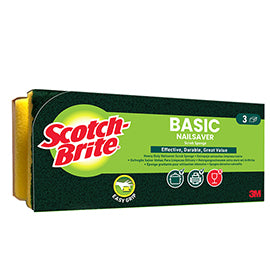 Spugna abrasiva Basic - salvadita - 14,2x2,4x11,5 cm - giallo/verde - Scotch-Brite - conf. 3 pezzi