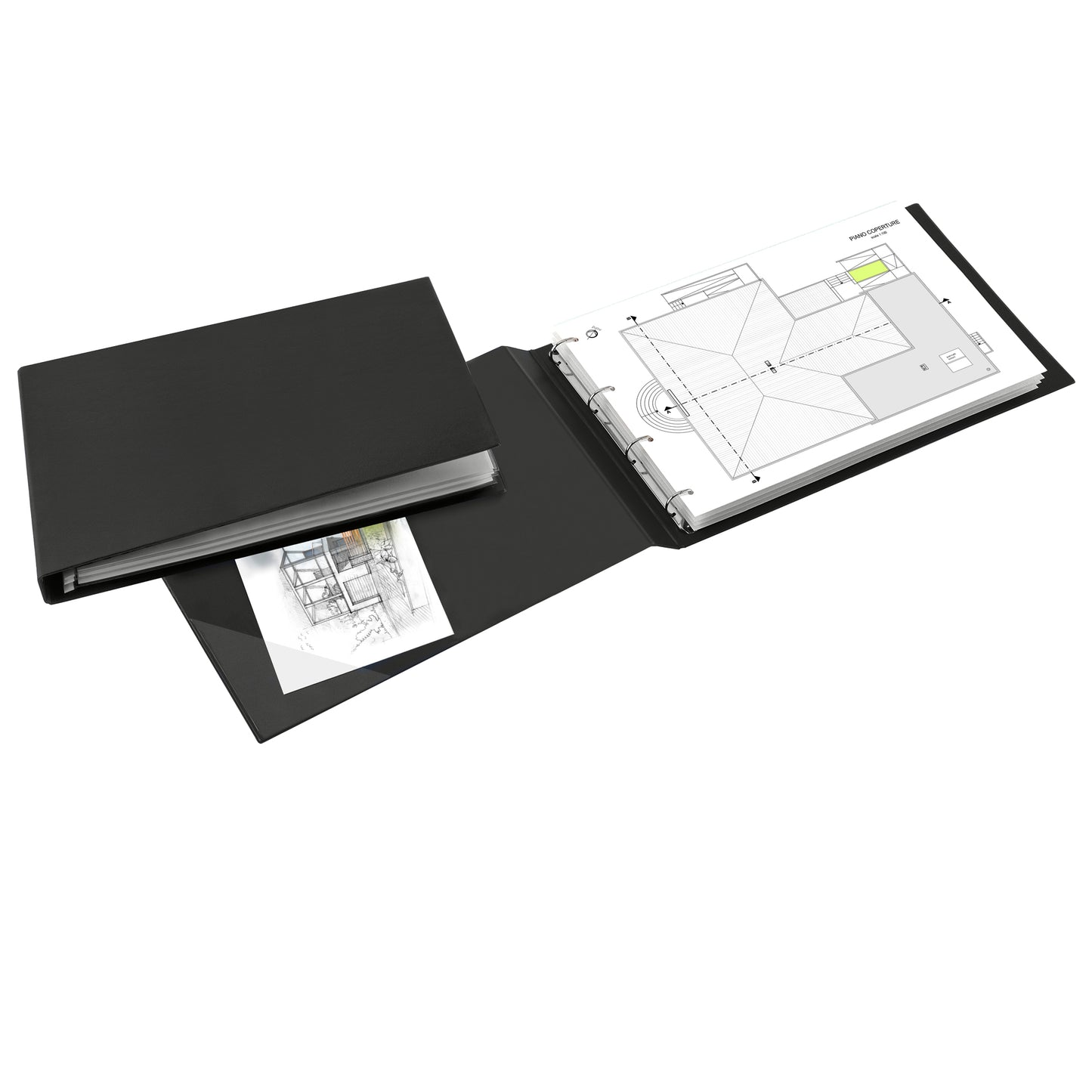 Raccoglitore Sanremo 2000 - 42 x 30 cm album - 4 anelli a D 25 mm - dorso 4 cm - nero - Sei Rota