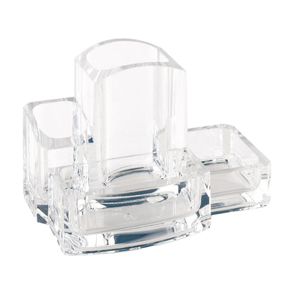 Portacancelleria con portapenne - acrilico - 15 x 10 x 9 cm - trasparente - Lebez