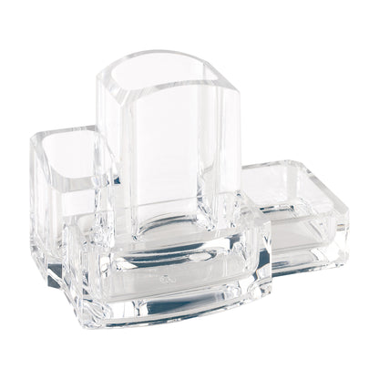 Portacancelleria con portapenne - acrilico - 15 x 10 x 9 cm - trasparente - Lebez