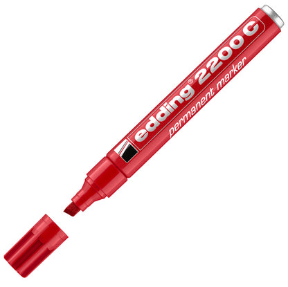 Marcatore permanente 2200C - punta a scalpello - da 1 a 5 mm - rosso  - Edding