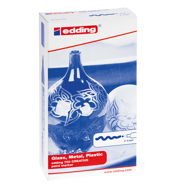 Marcatore permanente a vernice 750 - punta tonda - da 2 a 4 mm - rosso - Edding