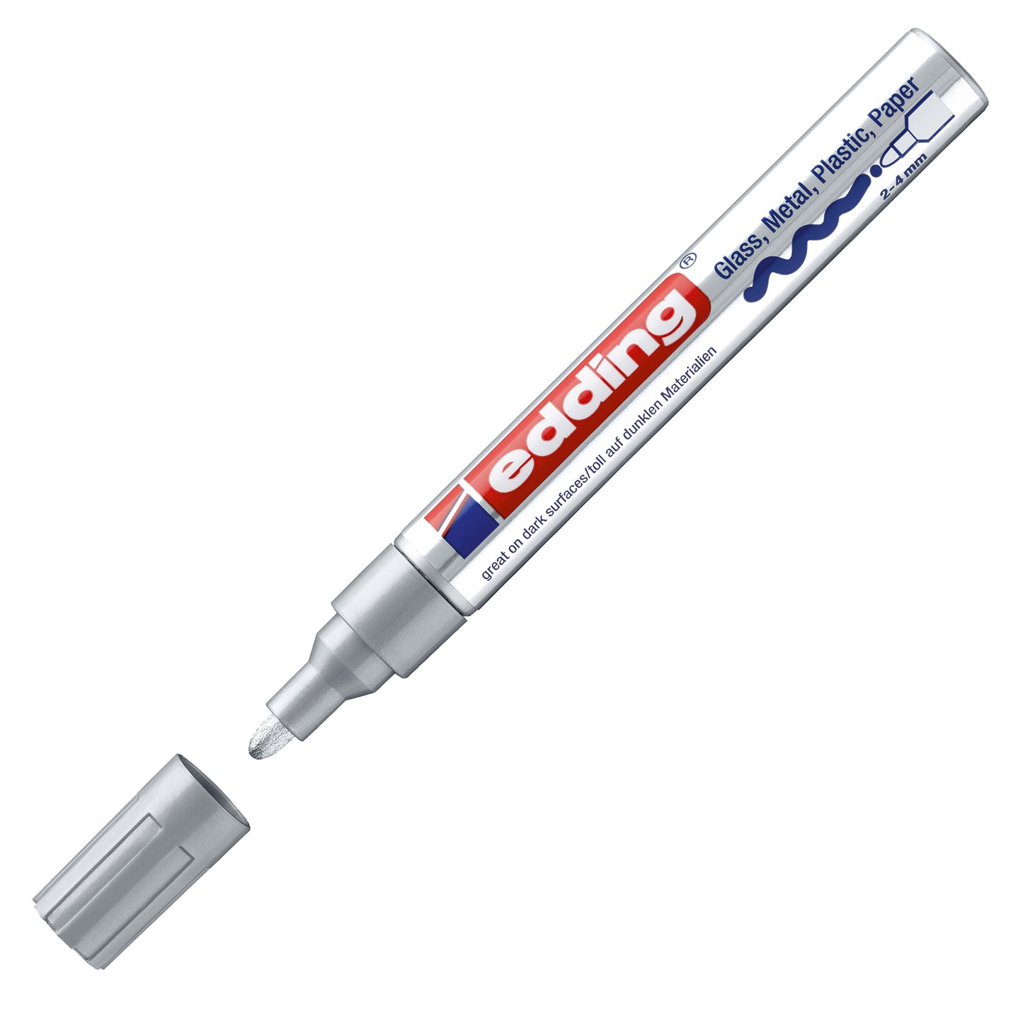 Marcatore permanente a vernice 750 - punta tonda - da 2 a 4 mm - argento - Edding