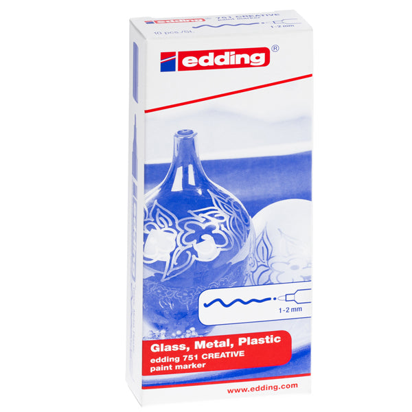 Marcatore permanente a vernice 751 - punta tonda fine - da 1 a 2 mm - rosso - Edding