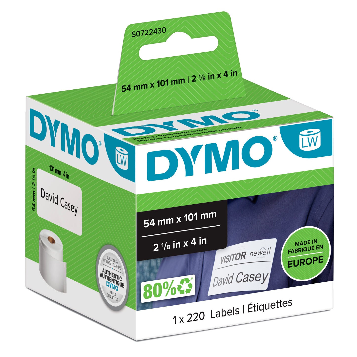 Rotolo 220 etichette LW - 990140 - 54 x 101 - carta - spedizione/badge - bianco - Dymo