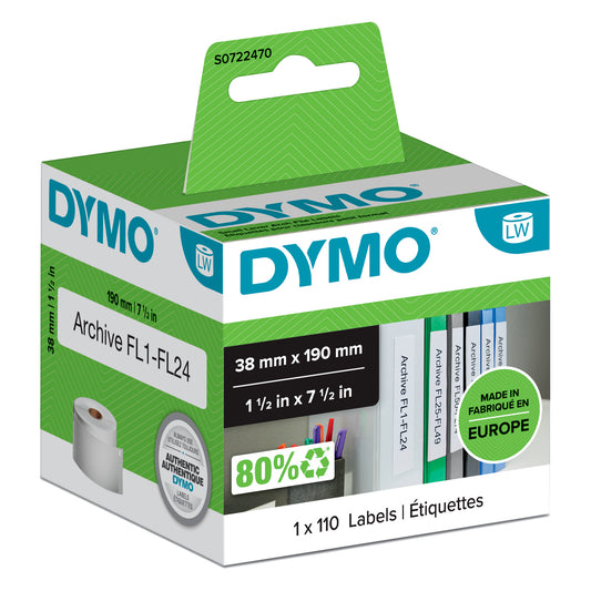 Rotolo 110 etichette LW 990180 - 38 x 190 mm - carta - registratore piccolo - bianco - Dymo
