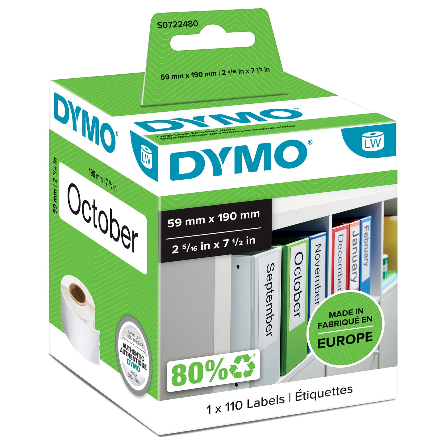 Rotolo 110 etichette LW 990190 - 59 x 190 mm - carta - registratore grande  - bianco - Dymo