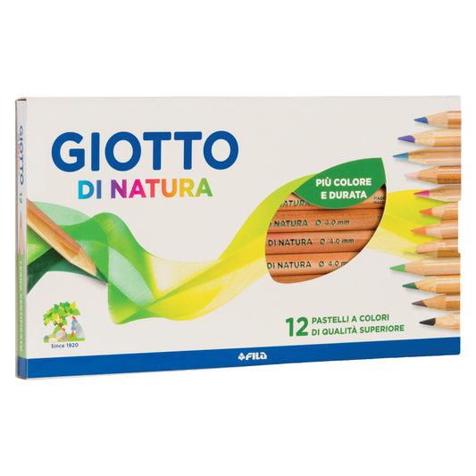 Pastelli colorati Natura - diametro mina 4 mm - legno di cedro - colori assortiti - Giotto - astuccio 12 pezzi