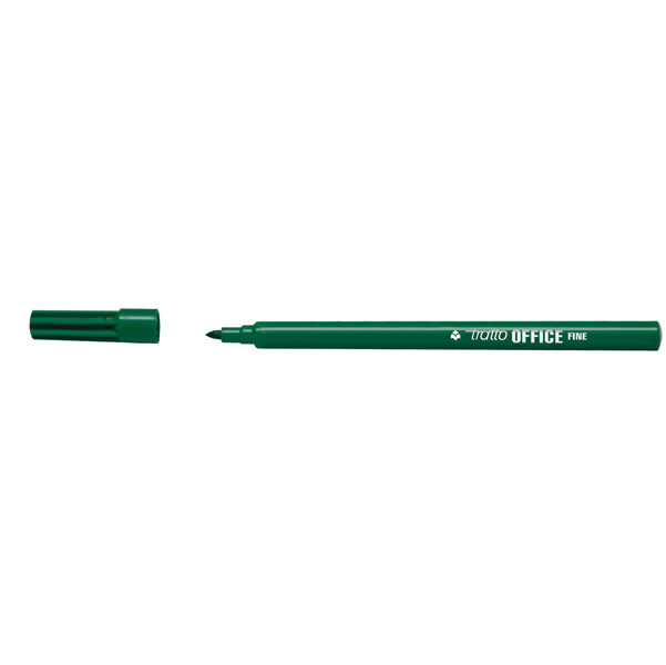 Pennarelli Office - punta feltro - punta fine -  tratto 0,7 mm - verde - Tratto - conf. 12 pezzi