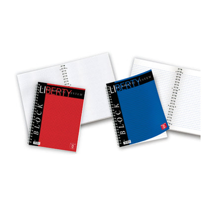Blocco Liberty Block spiralato - 22x29,7cm - 4 fori - microperforato - 70 gr - 80 fg - 5 mm - Pigna