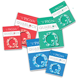 Blocco Quablock Original - collato - A5 - 1 rigo - 80 gr - 50 fogli - 4 fori - Pigna