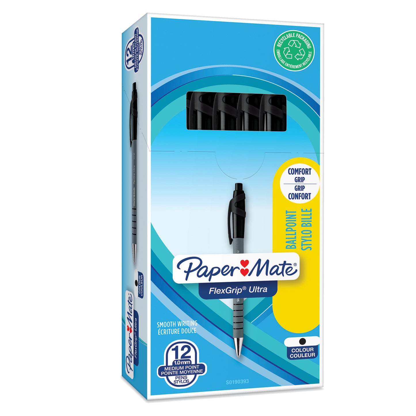 Penna a sfera a scatto Flexgrip Ultra - punta 1 mm - nero - Papermate