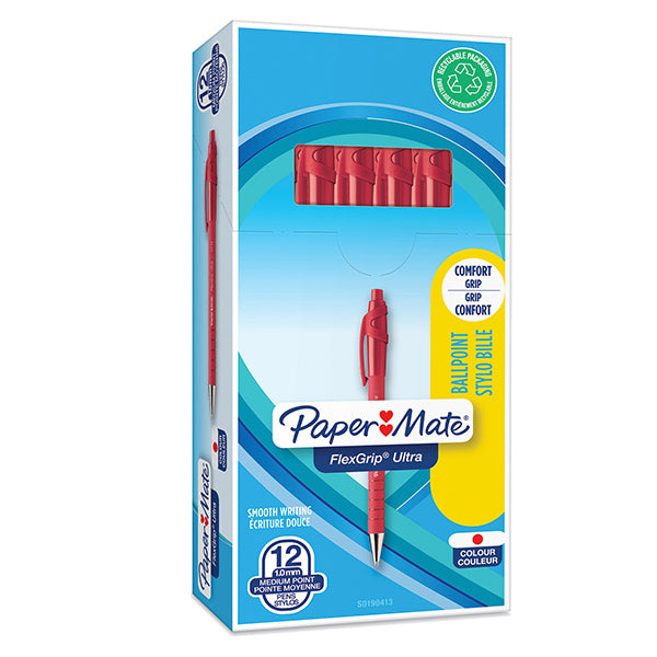 Penna a sfera a scatto Flexgrip Ultra - punta 1,0mm - rosso - Papermate