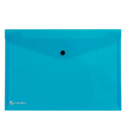Busta con bottone Pull - A4 - PP - azzurro - King Mec