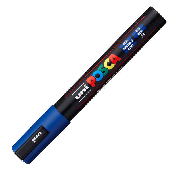 Marcatore a base d'acqua Uni Posca PC5M  - punta  tonda media da 1,8mm a 2,5mm - blu - Uni Mitsubishi