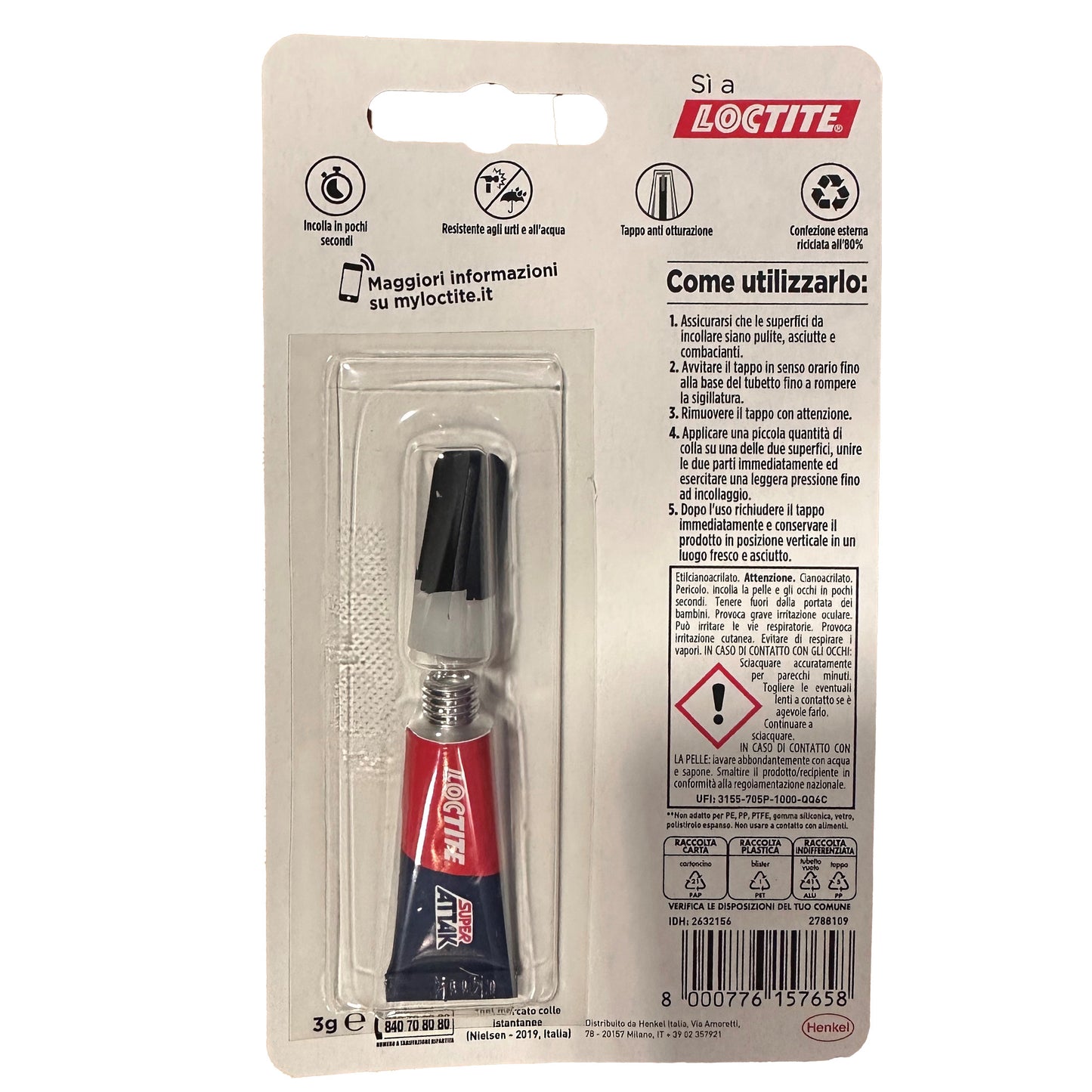 Colla Super Attak Original - 3 gr - trasparente - Loctite