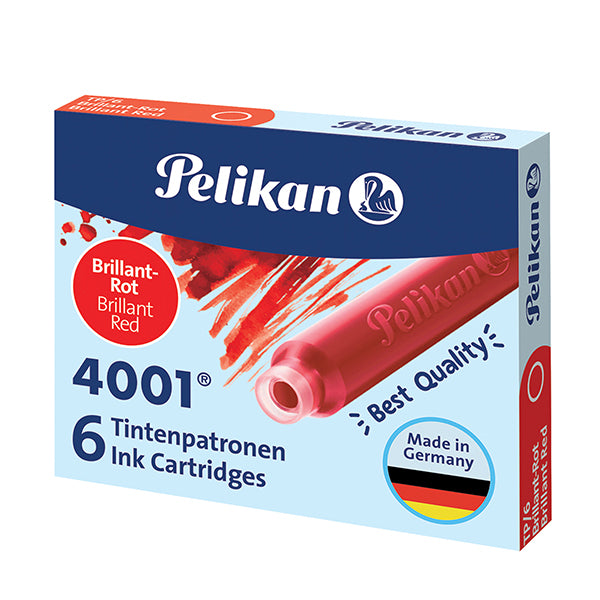 Cartucce inchiostro 4001 (TP/6)  - lunghezza 39mm - rosso - Pelikan  - conf. 6 pezzi