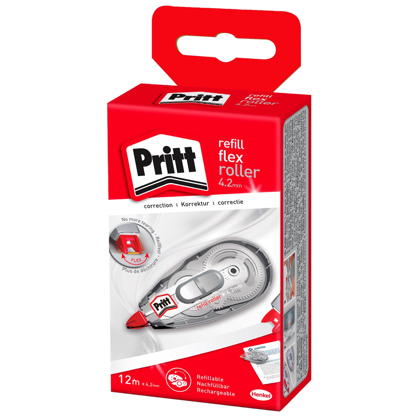 Correttore a nastro - roller - ricaricabile - 4,2 mm x 12 mt - Pritt