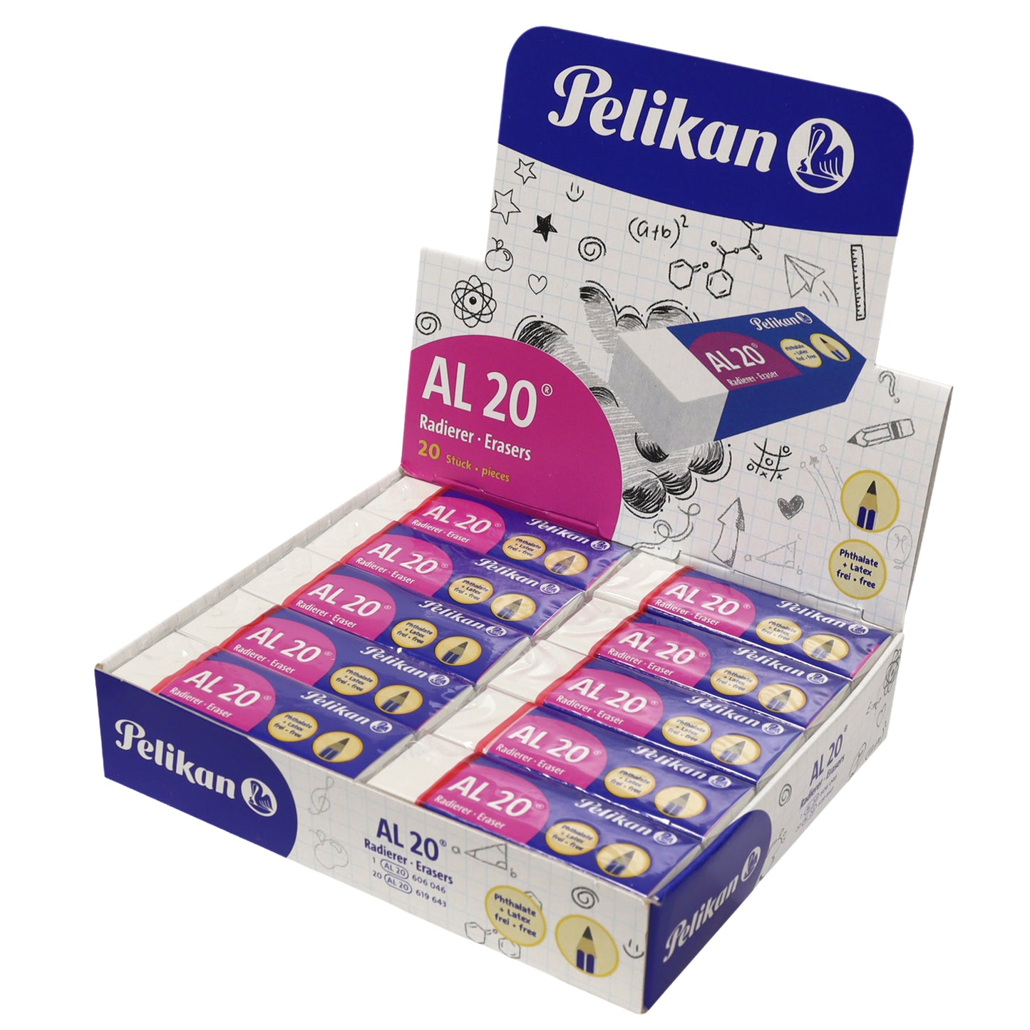 Gomma AL20 - bianca per matita - Pelikan - conf. 20 pezzi