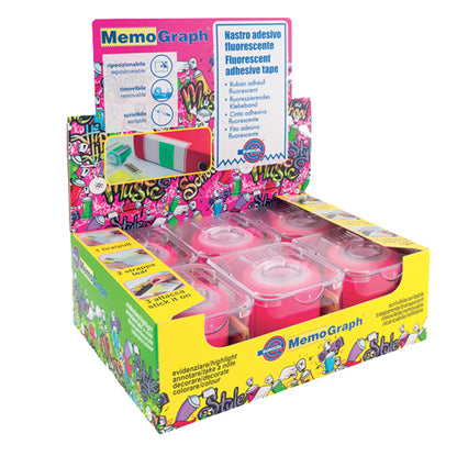 Nastro adesivo con dispenser Memograph - 50 mm x 10 m - PVC - rosa - Eurocel