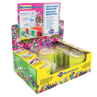 Nastro adesivo con dispenser Memograph - 50 mm x 10 m - PVC - giallo - Eurocel