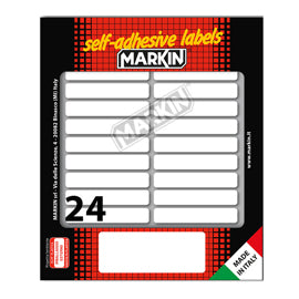 Etichette adesive - in carta - permanenti - 56 x 10 mm - 24 et/fg - 10 fogli - bianco - Markin