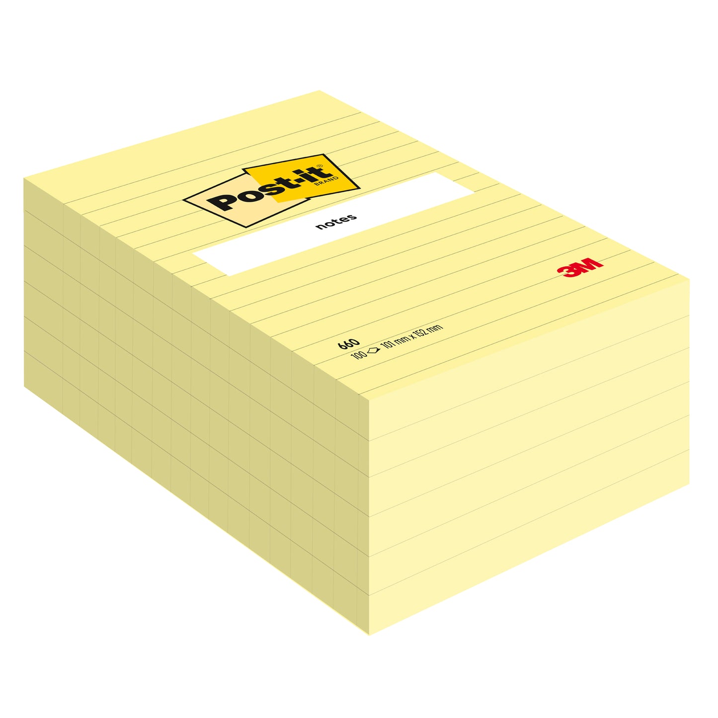 Blocco foglietti - 660 - a righe - 102 x 152 mm - giallo Canary - 100 fogli - Post-it