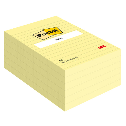 Blocco foglietti - 660 - a righe - 102 x 152 mm - giallo Canary - 100 fogli - Post-it