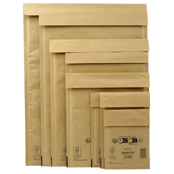 Busta imbottita Mail Lite Gold - A (11 x 16 cm) - avana - Sealed Air - conf. 10 pezzi