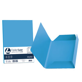 Cartellina 3 lembi Luce - 200 gr - A4 - cartoncino bristol - azzurro - Favini - conf. 25 pezzi