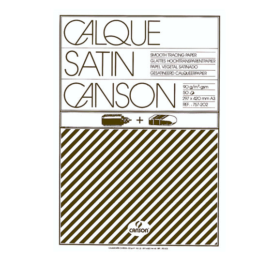 Blocco carta lucida satinata per disegno manuale - A3 - 50 fogli - 90gr - Canson