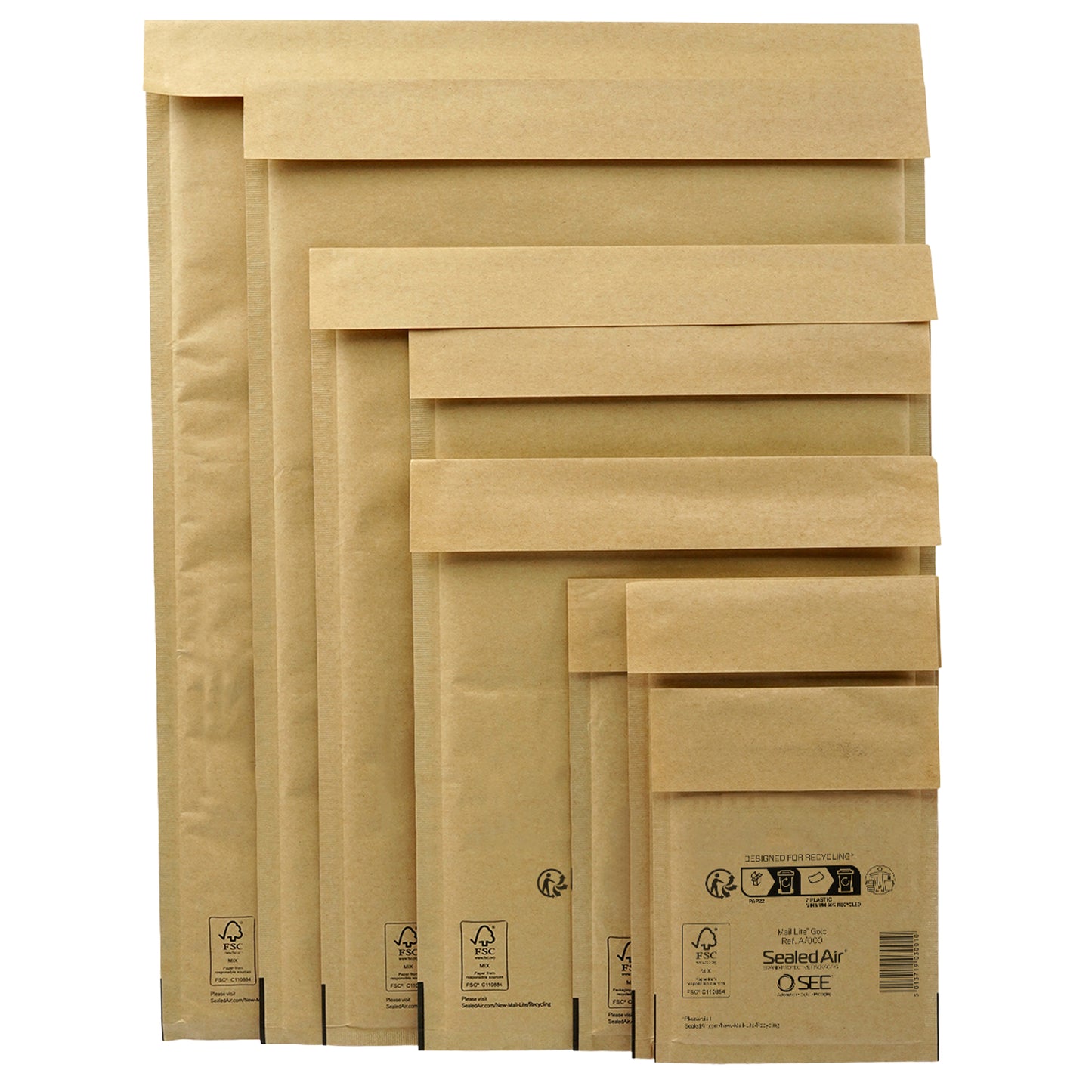 Busta imbottita Mail Lite Gold - H (27x36 cm) - avana - Sealed Air - conf. 10 pezzi